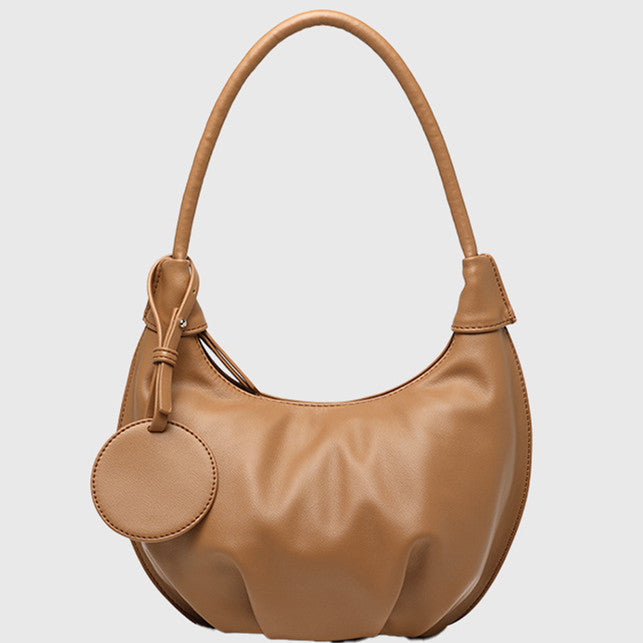 women's / Ladies Versatile Shoulder Dumpling Tote Clutch Leather Top Dress Bag Leisure Soft Leather Versatile Shoulder Dumpling Bag