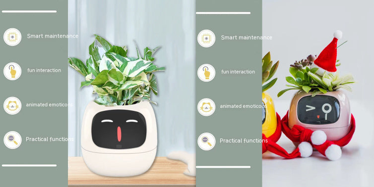 Smart Planter Endless Fun Over 49 Rich Expressions 7 Smart Sensors And AI Chips Make Raising Plants Easy And Fun - Can Work With Alexa - Desktop Pet , friend in lonely - Smart flower planter - It’s beautiful indeed