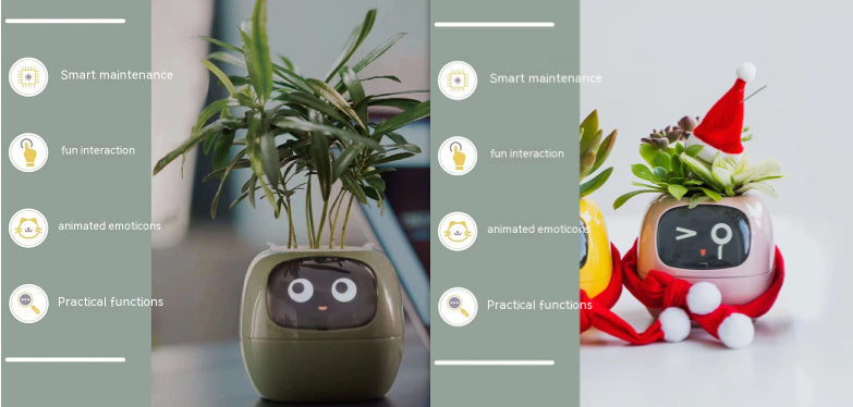 Smart Planter Endless Fun Over 49 Rich Expressions 7 Smart Sensors And AI Chips Make Raising Plants Easy And Fun - Can Work With Alexa - Desktop Pet , friend in lonely - Smart flower planter - It’s beautiful indeed
