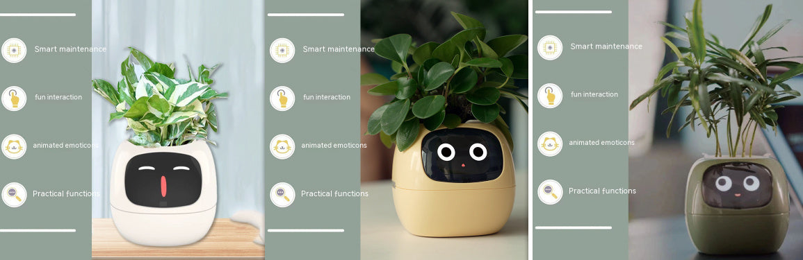 Smart Planter Endless Fun Over 49 Rich Expressions 7 Smart Sensors And AI Chips Make Raising Plants Easy And Fun - Can Work With Alexa - Desktop Pet , friend in lonely - Smart flower planter - It’s beautiful indeed