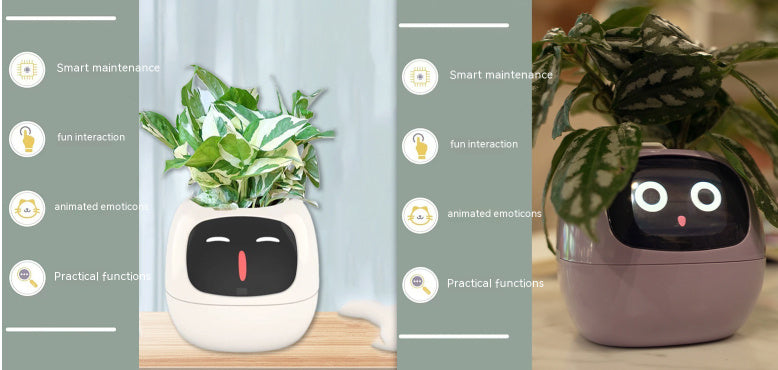 Smart Planter Endless Fun Over 49 Rich Expressions 7 Smart Sensors And AI Chips Make Raising Plants Easy And Fun - Can Work With Alexa - Desktop Pet , friend in lonely - Smart flower planter - It’s beautiful indeed