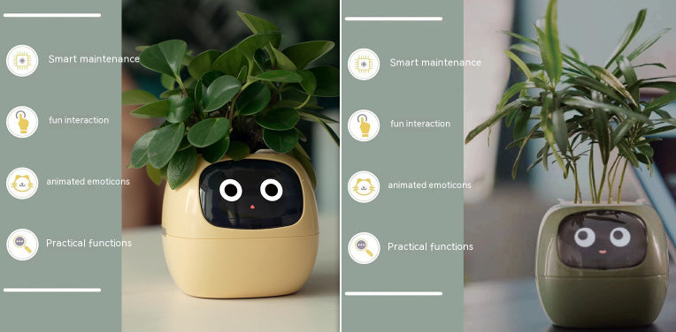 Smart Planter Endless Fun Over 49 Rich Expressions 7 Smart Sensors And AI Chips Make Raising Plants Easy And Fun - Can Work With Alexa - Desktop Pet , friend in lonely - Smart flower planter - It’s beautiful indeed