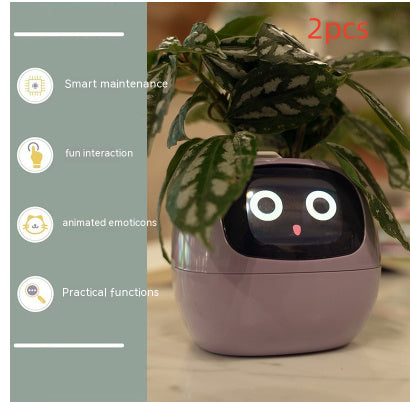 Smart Planter Endless Fun Over 49 Rich Expressions 7 Smart Sensors And AI Chips Make Raising Plants Easy And Fun - Can Work With Alexa - Desktop Pet , friend in lonely - Smart flower planter - It’s beautiful indeed