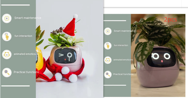 Smart Planter Endless Fun Over 49 Rich Expressions 7 Smart Sensors And AI Chips Make Raising Plants Easy And Fun - Can Work With Alexa - Desktop Pet , friend in lonely - Smart flower planter - It’s beautiful indeed