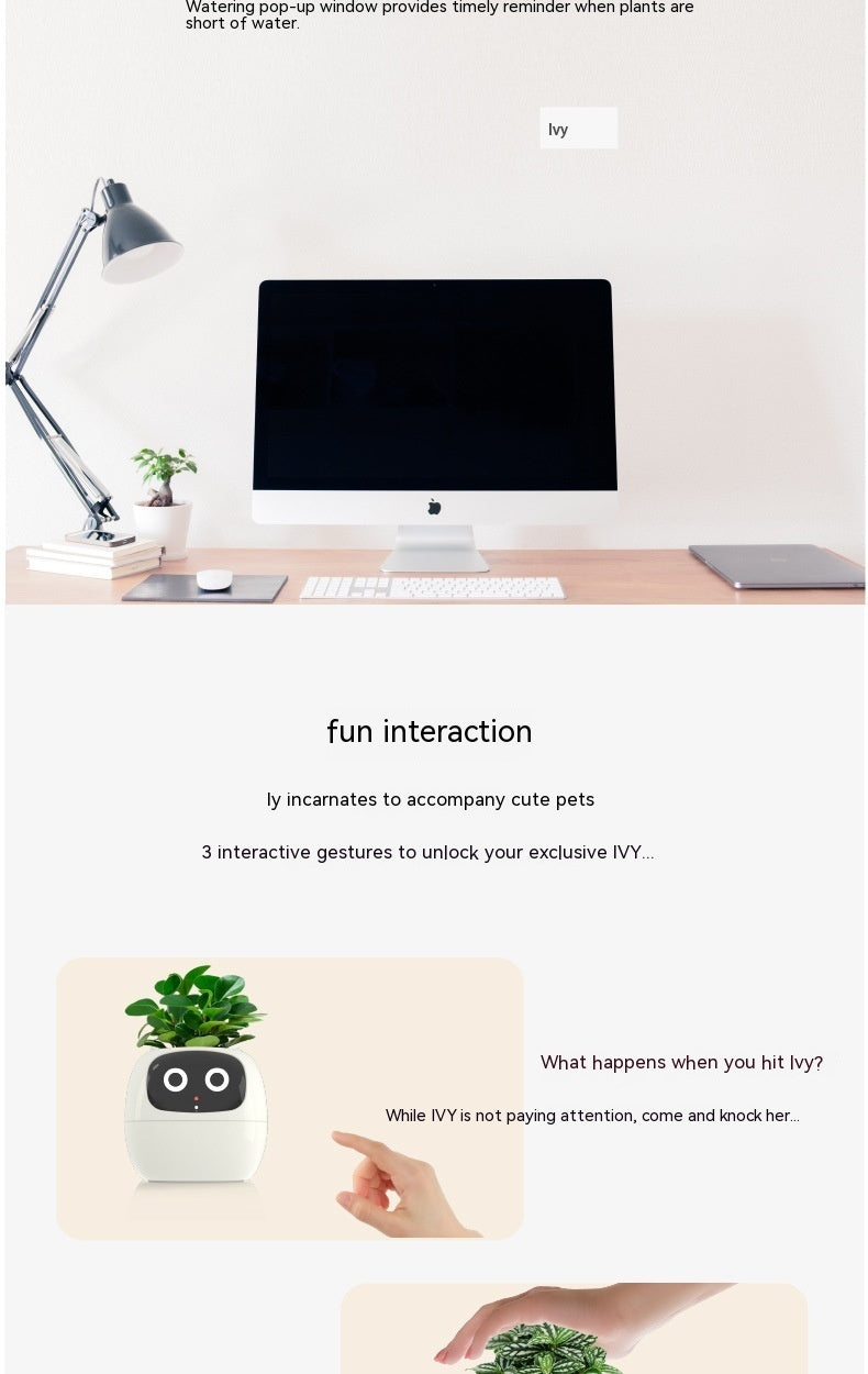 Smart Planter Endless Fun Over 49 Rich Expressions 7 Smart Sensors And AI Chips Make Raising Plants Easy And Fun - Can Work With Alexa - Desktop Pet , friend in lonely - Smart flower planter - It’s beautiful indeed
