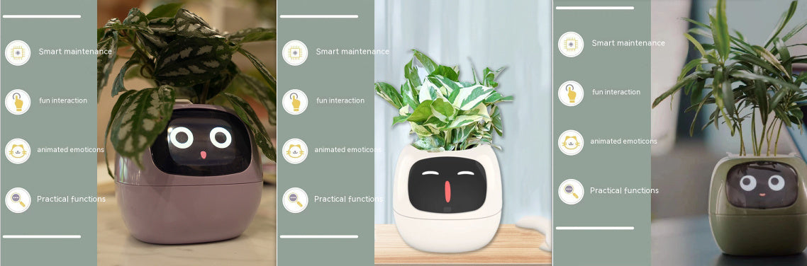 Smart Planter Endless Fun Over 49 Rich Expressions 7 Smart Sensors And AI Chips Make Raising Plants Easy And Fun - Can Work With Alexa - Desktop Pet , friend in lonely - Smart flower planter - It’s beautiful indeed