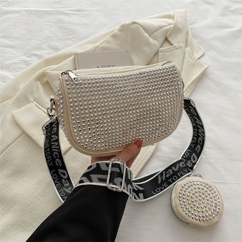 Luxury Designer Bags β€οΈπ Rhinestones Shoulder Bag With matching Small earphone coin Purse Fashion Party prom Underarm Crossbody shoulder Bag - clutch bag handbag tote crossbody bag