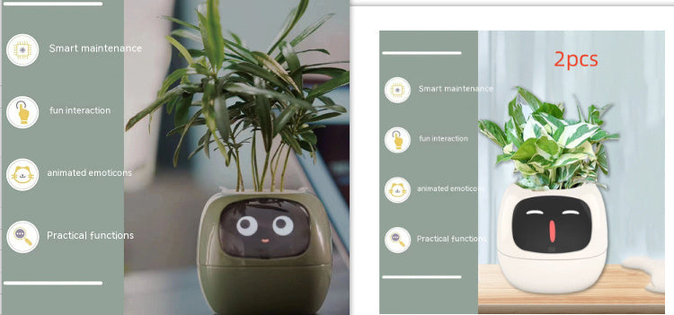Smart Planter Endless Fun Over 49 Rich Expressions 7 Smart Sensors And AI Chips Make Raising Plants Easy And Fun - Can Work With Alexa - Desktop Pet , friend in lonely - Smart flower planter - It’s beautiful indeed