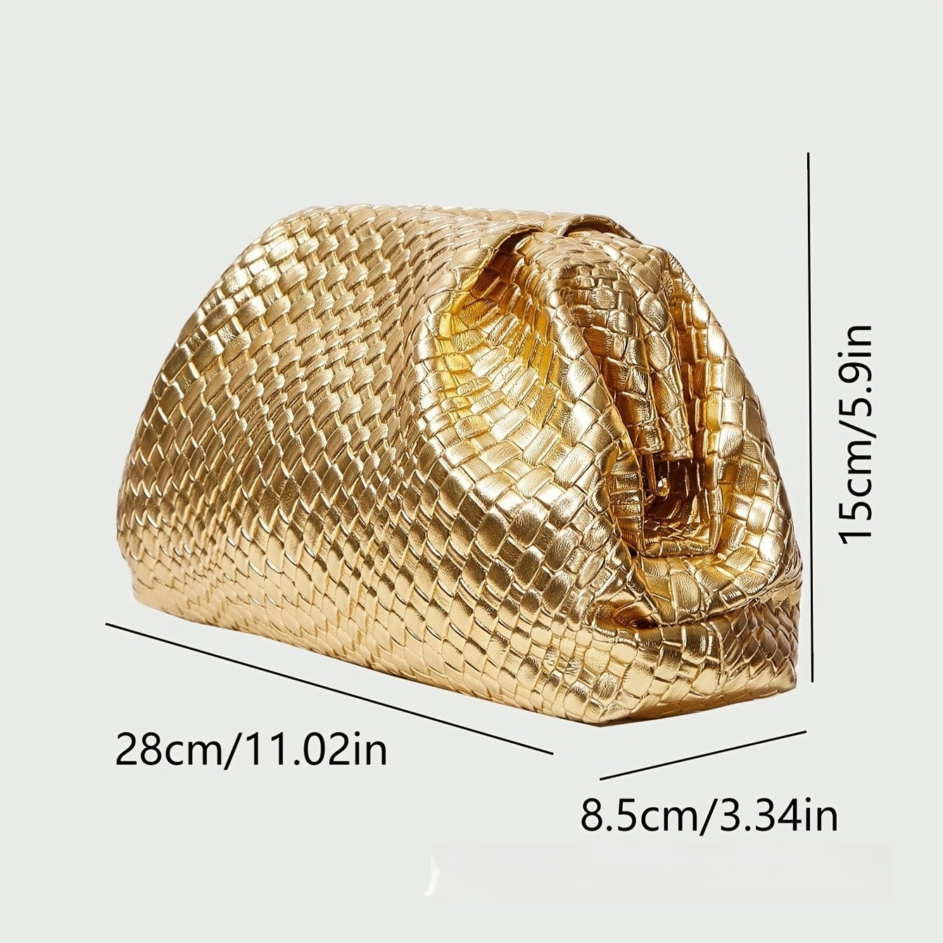 NEW ARRIVALS ❣️ Elegant Women's Solid Colour PRETTY GOLD Versatile New Large Capacity Woven party Leather Formal Clutch bag purse UK USA sale - NEW ARRIVALS 2025 Christmas
