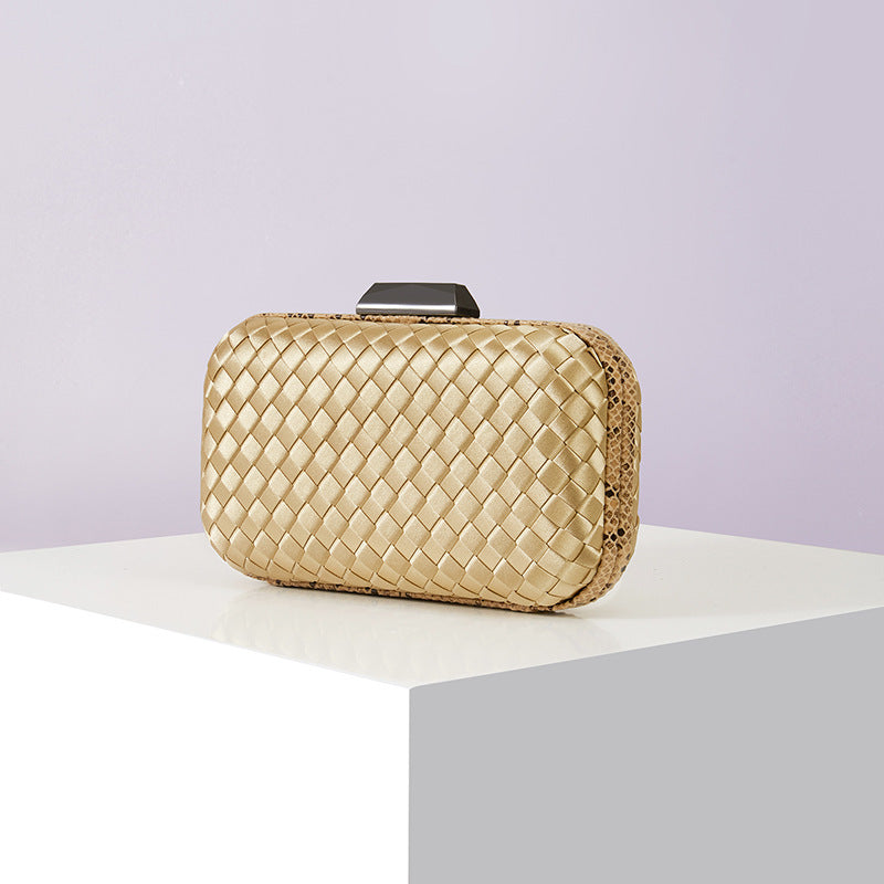 Women's Handmade ladies Knot clasp Intrecciato woven Leather Clutch Bag Knot crossbody Evening handbag purse crossbody bag