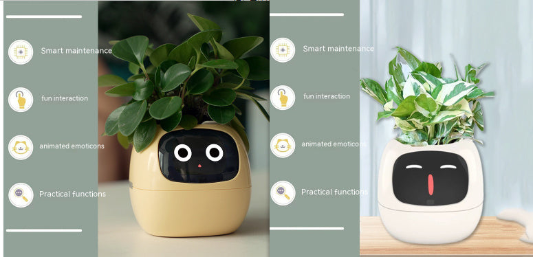 Smart Planter Endless Fun Over 49 Rich Expressions 7 Smart Sensors And AI Chips Make Raising Plants Easy And Fun - Can Work With Alexa - Desktop Pet , friend in lonely - Smart flower planter - It’s beautiful indeed