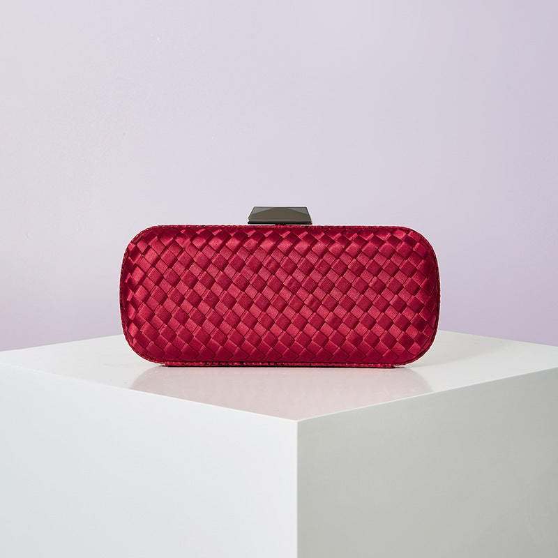 Women's Handmade ladies Knot clasp Intrecciato woven Leather Clutch Bag Knot crossbody Evening handbag purse crossbody bag