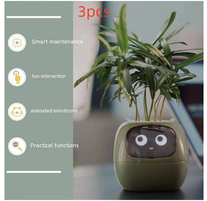 Smart Planter Endless Fun Over 49 Rich Expressions 7 Smart Sensors And AI Chips Make Raising Plants Easy And Fun - Can Work With Alexa - Desktop Pet , friend in lonely - Smart flower planter - It’s beautiful indeed