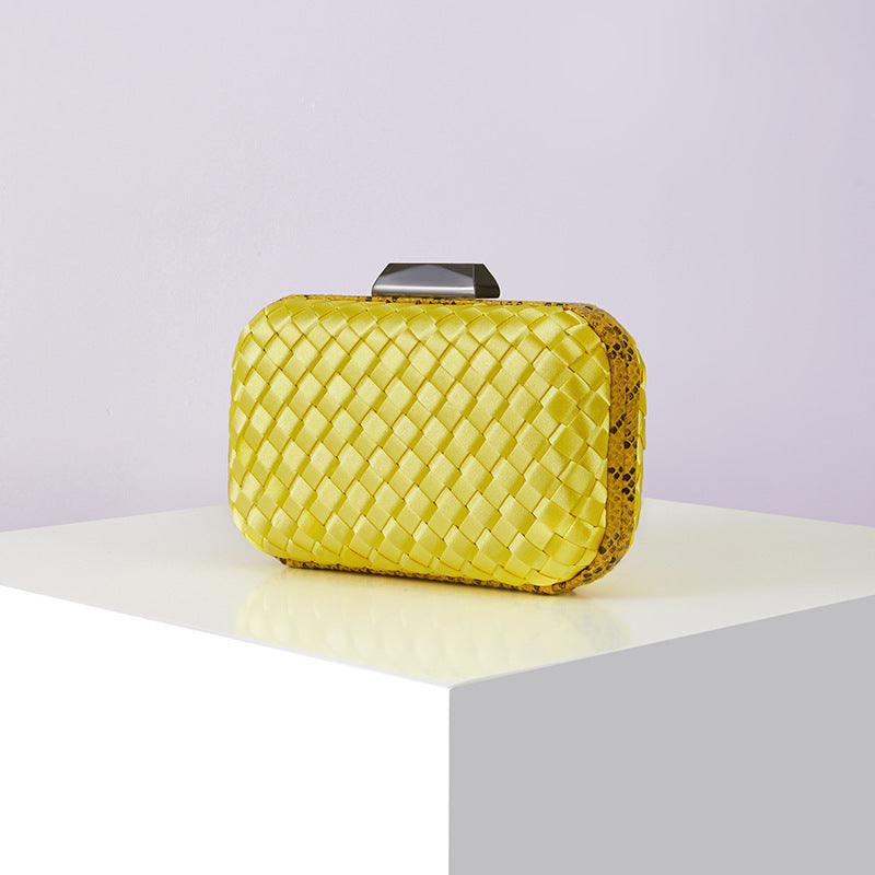Women's Handmade ladies Knot clasp Intrecciato woven Leather Clutch Bag Knot crossbody Evening handbag purse crossbody bag