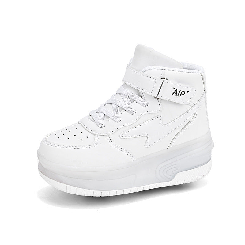 Children's Leather Ice Skates Double Wheeled Walking Shoes trainers walking travel boots