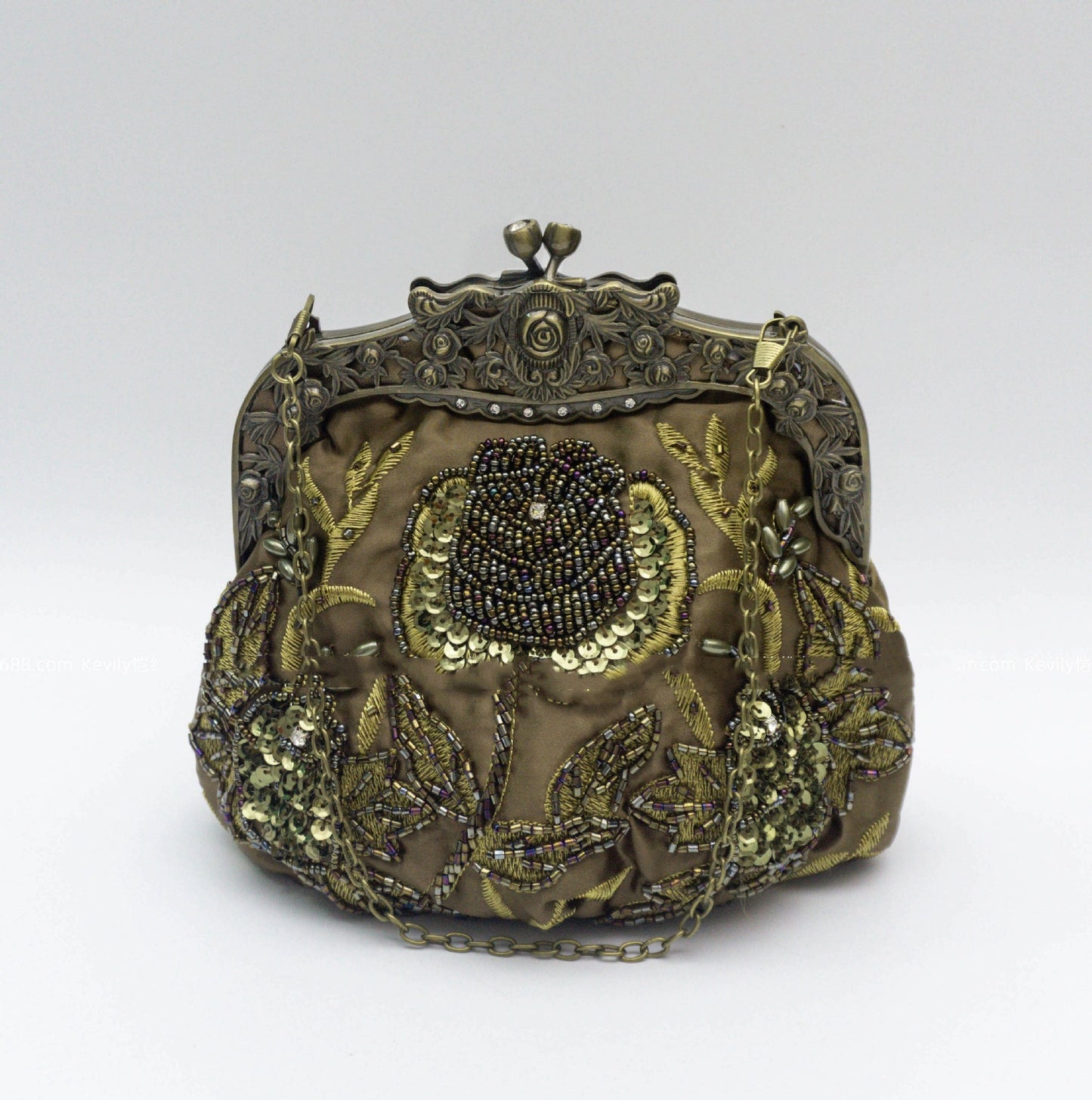 Stunning π Vintage Traditional Bridal Rose satin Silk Embroidered Beads & Sequins Dinner Formal prom wedding clutch Bag handbag Purse - Free UK USA deliveries π available π―