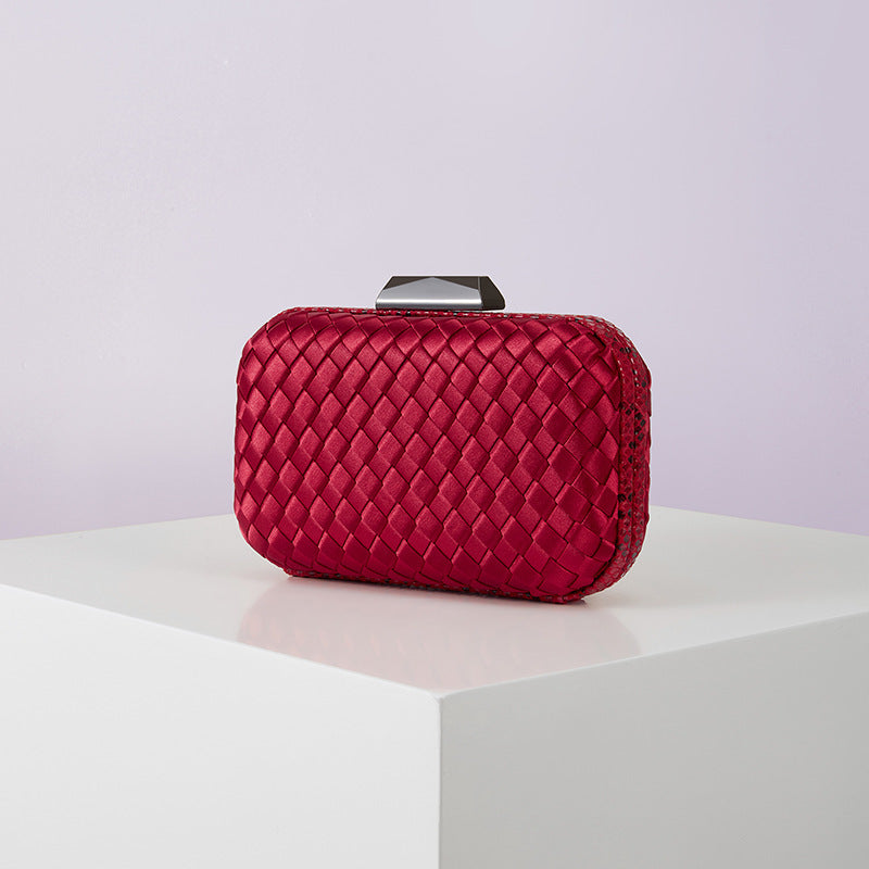 Women's Handmade ladies Knot clasp Intrecciato woven Leather Clutch Bag Knot crossbody Evening handbag purse crossbody bag