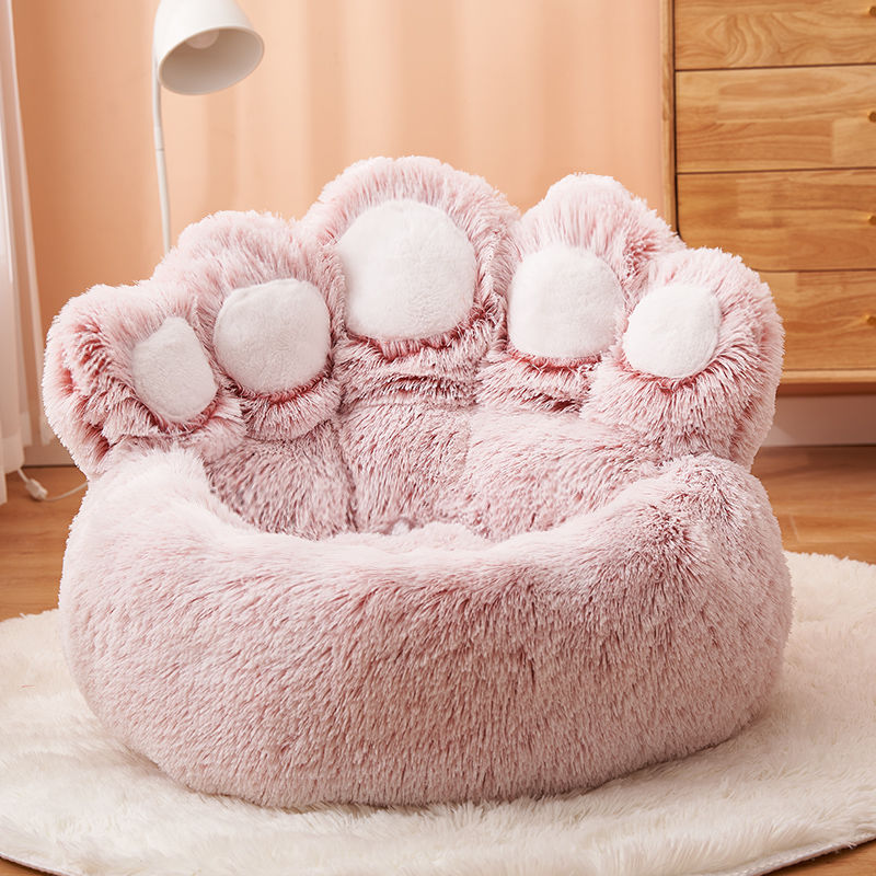 Dog Bed Cat Mat Round Large Pet House Long Plush Deep Sleeping
Warm Bear Paw Shape Super Soft Cushion Calm Beds - Best Nesting washable warm pets bedding