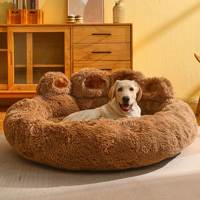 Dog Bed Cat Mat Round Large Pet House Long Plush Deep Sleeping
Warm Bear Paw Shape Super Soft Cushion Calm Beds - Best Nesting washable warm pets bedding