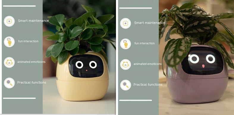 Smart Planter Endless Fun Over 49 Rich Expressions 7 Smart Sensors And AI Chips Make Raising Plants Easy And Fun - Can Work With Alexa - Desktop Pet , friend in lonely - Smart flower planter - It’s beautiful indeed