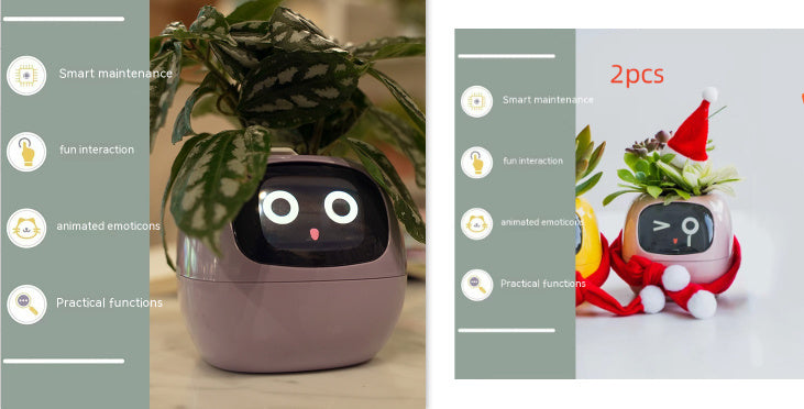 Smart Planter Endless Fun Over 49 Rich Expressions 7 Smart Sensors And AI Chips Make Raising Plants Easy And Fun - Can Work With Alexa - Desktop Pet , friend in lonely - Smart flower planter - It’s beautiful indeed