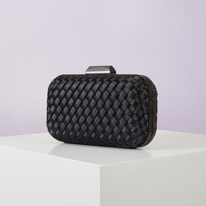 Women's Handmade ladies Knot clasp Intrecciato woven Leather Clutch Bag Knot crossbody Evening handbag purse crossbody bag