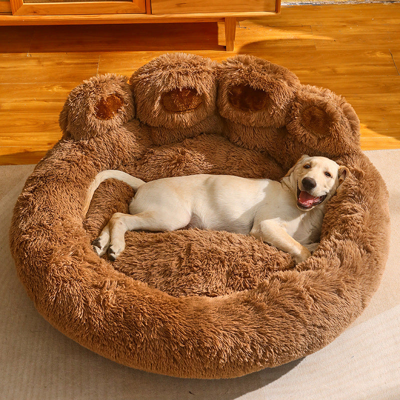 Dog Bed Cat Mat Round Large Pet House Long Plush Deep Sleeping
Warm Bear Paw Shape Super Soft Cushion Calm Beds - Best Nesting washable warm pets bedding