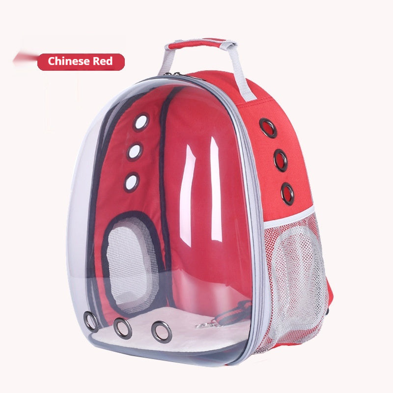 Fashionable Transparent Panoramic Outdoor Four Seasons Universal Pet Backpack Side Opening Breathable pets backpack - astronauts special design - beautiful Trending bags