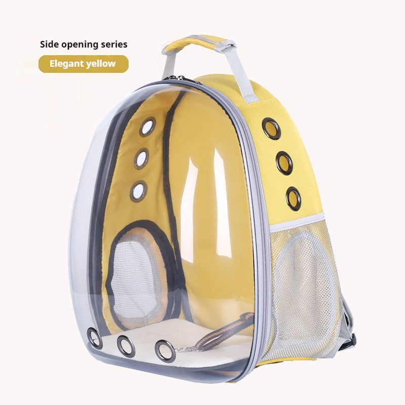 Fashionable Transparent Panoramic Outdoor Four Seasons Universal Pet Backpack Side Opening Breathable pets backpack - astronauts special design - beautiful Trending bags