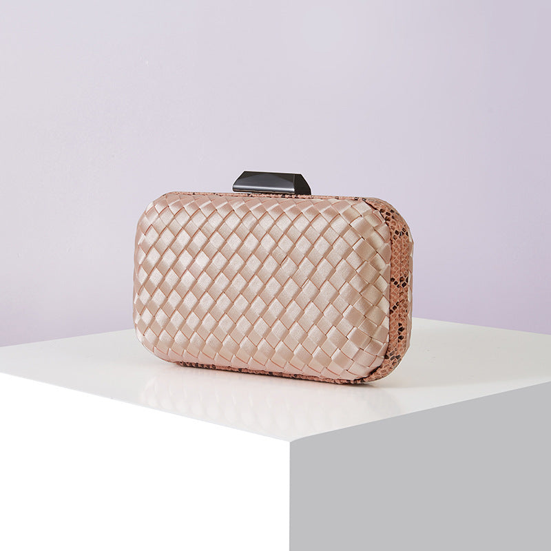 Women's Handmade ladies Knot clasp Intrecciato woven Leather Clutch Bag Knot crossbody Evening handbag purse crossbody bag
