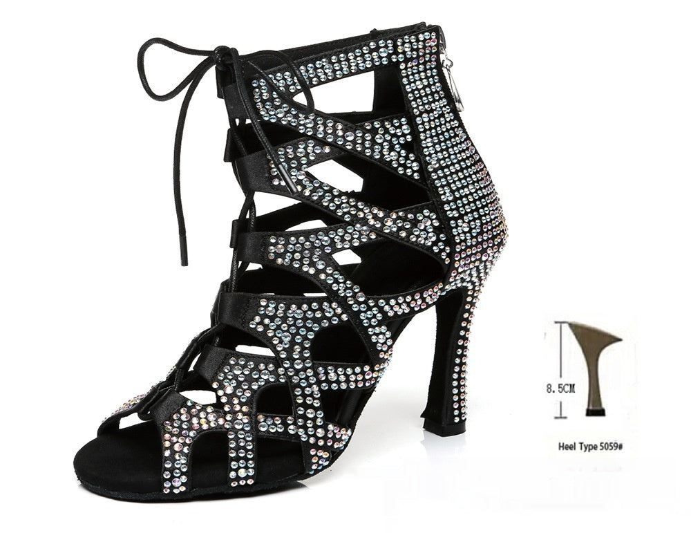 Women's High-top Lace-up Jazz Dance Shoes - Women’s Diamanté Lace-Up Heels Peep Toe High-Top Stilettos Dance Party shoes Heels UK - stunning & Beautiful