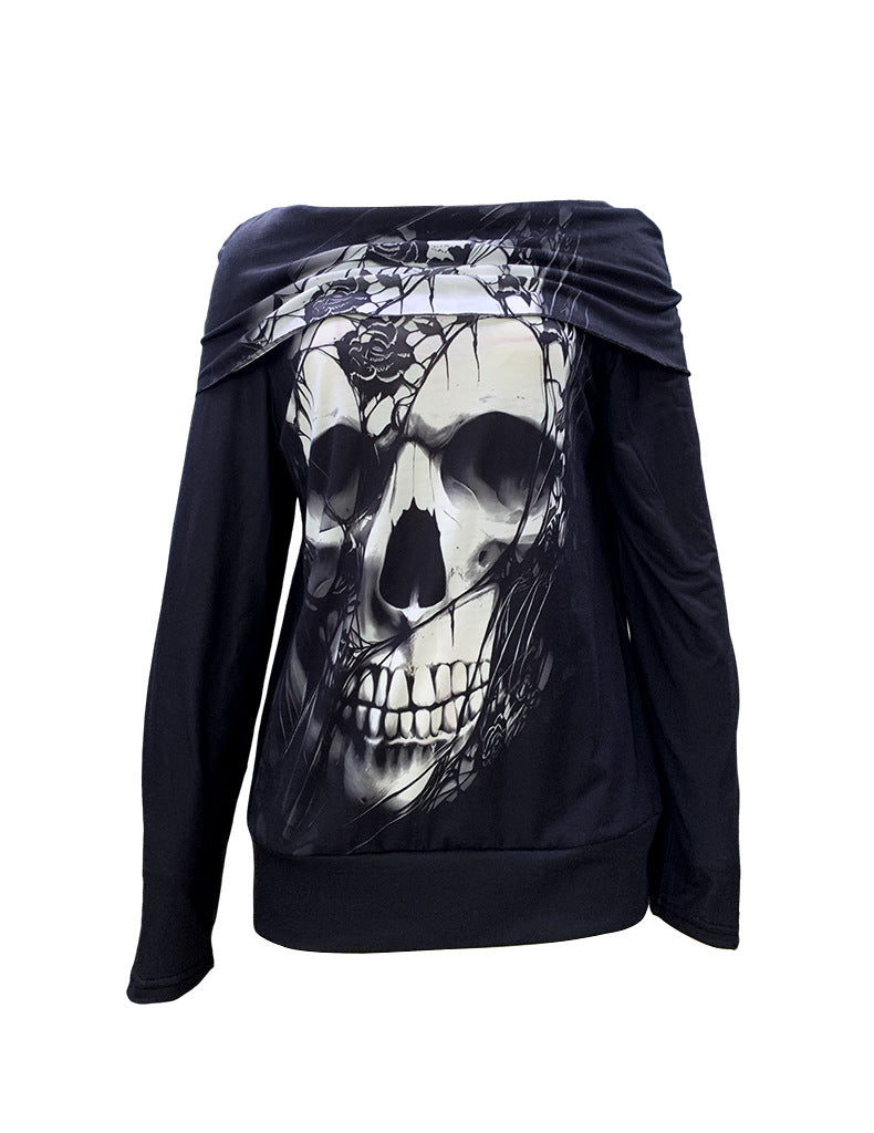 Women's Halloween Fashion Temperament Skull Top - jumper pullover top - winter spooky π» skull dress - all sizes available- sale ends soon - free uk delivery