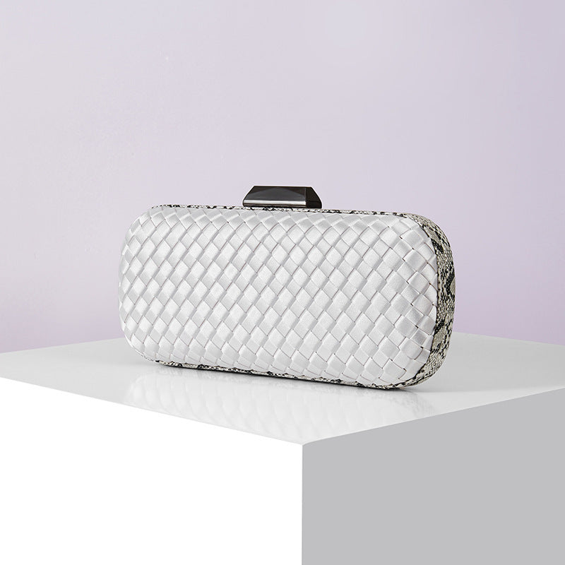 Women's Handmade ladies Knot clasp Intrecciato woven Leather Clutch Bag Knot crossbody Evening handbag purse crossbody bag