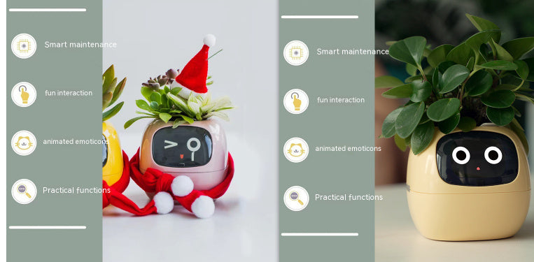 Smart Planter Endless Fun Over 49 Rich Expressions 7 Smart Sensors And AI Chips Make Raising Plants Easy And Fun - Can Work With Alexa - Desktop Pet , friend in lonely - Smart flower planter - It’s beautiful indeed