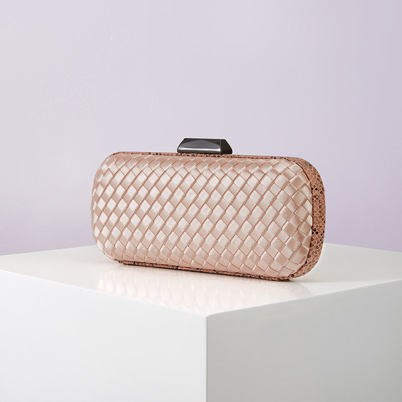 Women's Handmade ladies Knot clasp Intrecciato woven Leather Clutch Bag Knot crossbody Evening handbag purse crossbody bag