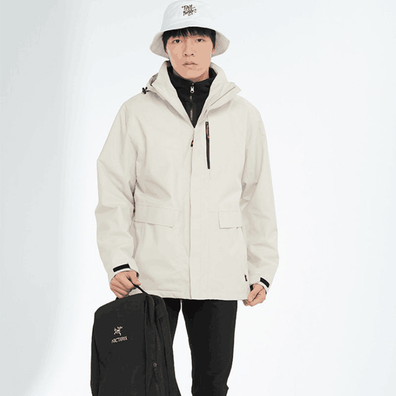 Outdoor Men's Assault Jacket Heat Seal Warm Waterproof Mountaineers clothing- 2 in 1 Outdoor Waterproof Tactical Combat Coat & Warm Fleece Ski Mountain Jacket set