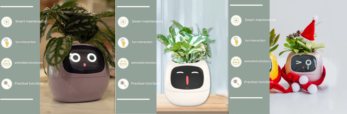 Smart Planter Endless Fun Over 49 Rich Expressions 7 Smart Sensors And AI Chips Make Raising Plants Easy And Fun - Can Work With Alexa - Desktop Pet , friend in lonely - Smart flower planter - It’s beautiful indeed
