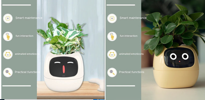 Smart Planter Endless Fun Over 49 Rich Expressions 7 Smart Sensors And AI Chips Make Raising Plants Easy And Fun - Can Work With Alexa - Desktop Pet , friend in lonely - Smart flower planter - It’s beautiful indeed