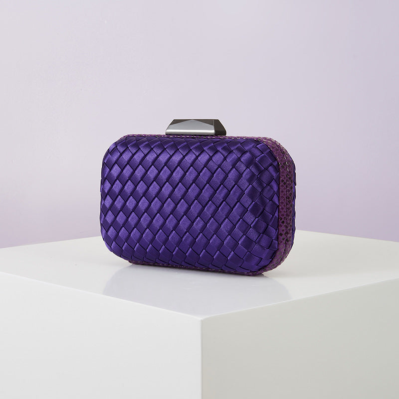 Women's Handmade ladies Knot clasp Intrecciato woven Leather Clutch Bag Knot crossbody Evening handbag purse crossbody bag
