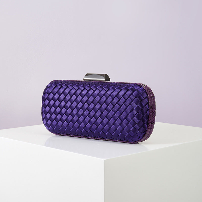 Women's Handmade ladies Knot clasp Intrecciato woven Leather Clutch Bag Knot crossbody Evening handbag purse crossbody bag