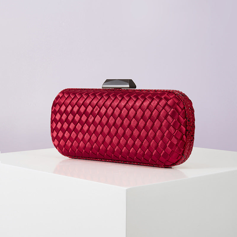 Women's Handmade ladies Knot clasp Intrecciato woven Leather Clutch Bag Knot crossbody Evening handbag purse crossbody bag