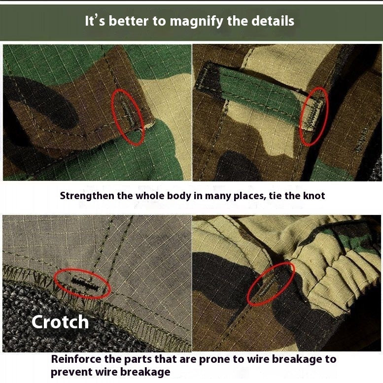 Camouflage LATEST Men's Women’s Tactical Combat Winter Military Camo Jacket & Pants Coat Trousers SUIT SET Clothing Men's Autumn And Winter Suit Tear-resistant Fitness Shirt Labor
