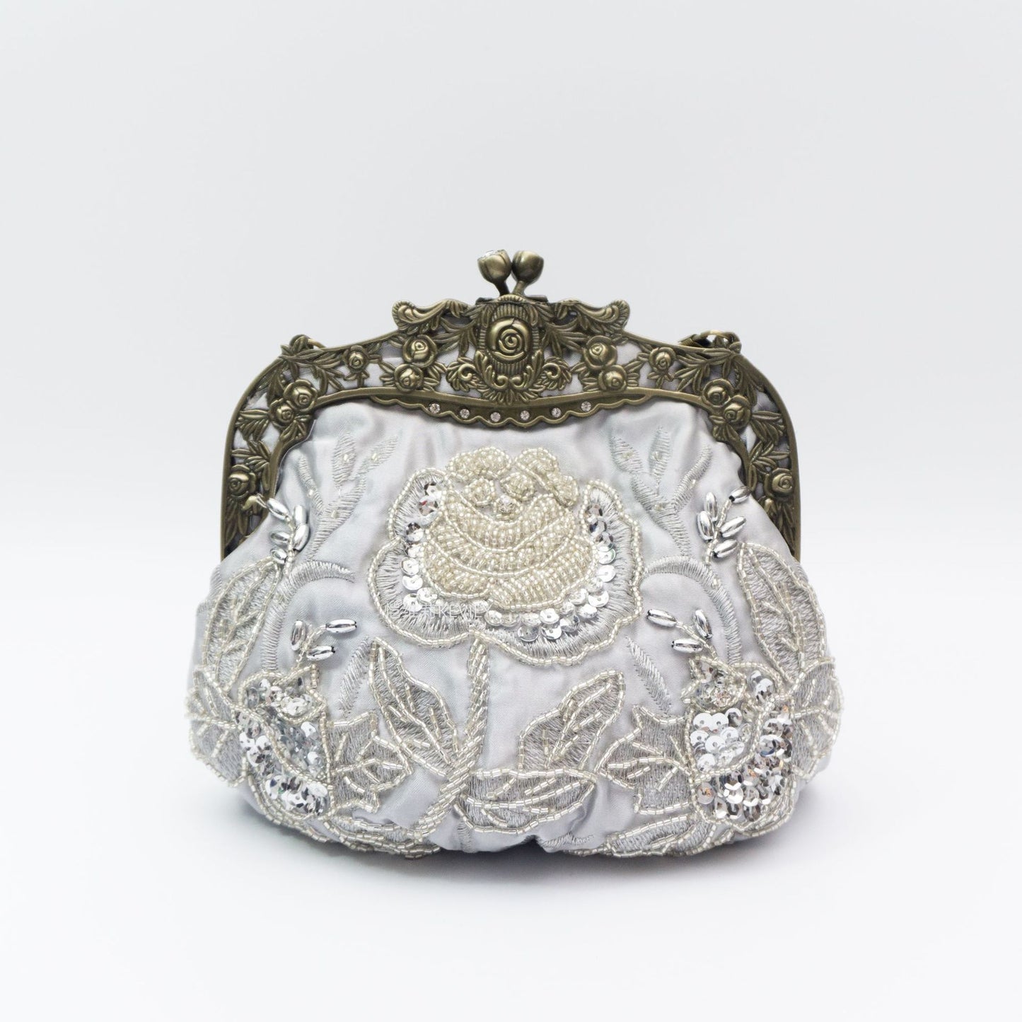 Stunning π Vintage Traditional Bridal Rose satin Silk Embroidered Beads & Sequins Dinner Formal prom wedding clutch Bag handbag Purse - Free UK USA deliveries π available π―