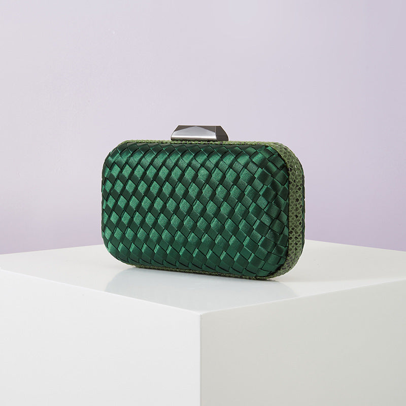 Women's Handmade ladies Knot clasp Intrecciato woven Leather Clutch Bag Knot crossbody Evening handbag purse crossbody bag