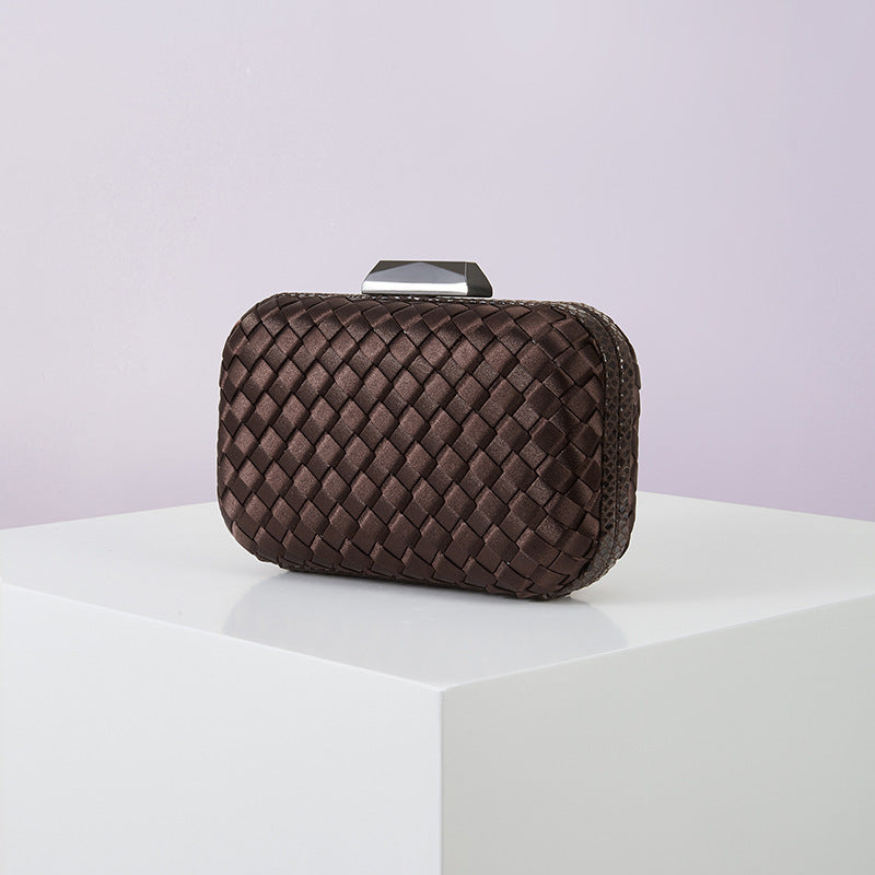 Women's Handmade ladies Knot clasp Intrecciato woven Leather Clutch Bag Knot crossbody Evening handbag purse crossbody bag