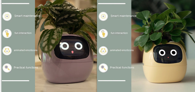 Smart Planter Endless Fun Over 49 Rich Expressions 7 Smart Sensors And AI Chips Make Raising Plants Easy And Fun - Can Work With Alexa - Desktop Pet , friend in lonely - Smart flower planter - It’s beautiful indeed