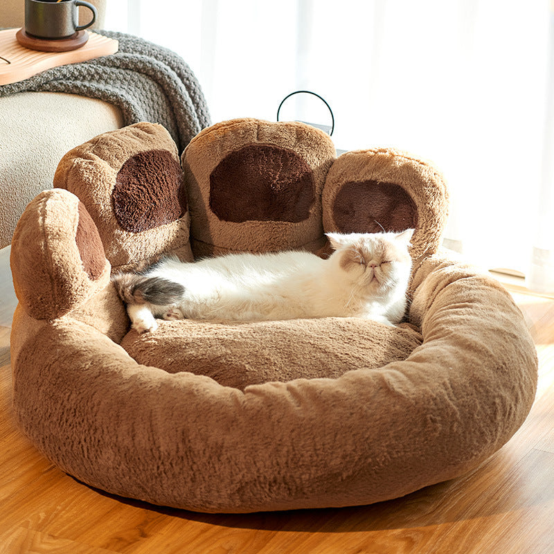 Dog Bed Cat Mat Round Large Pet House Long Plush Deep Sleeping
Warm Bear Paw Shape Super Soft Cushion Calm Beds - Best Nesting washable warm pets bedding