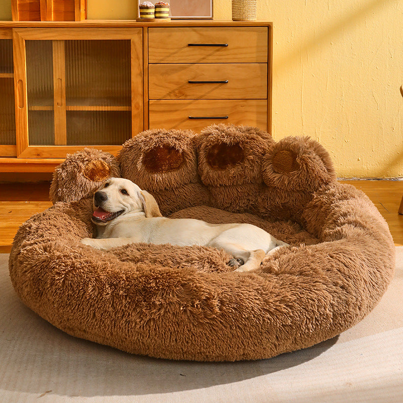Dog Bed Cat Mat Round Large Pet House Long Plush Deep Sleeping
Warm Bear Paw Shape Super Soft Cushion Calm Beds - Best Nesting washable warm pets bedding
