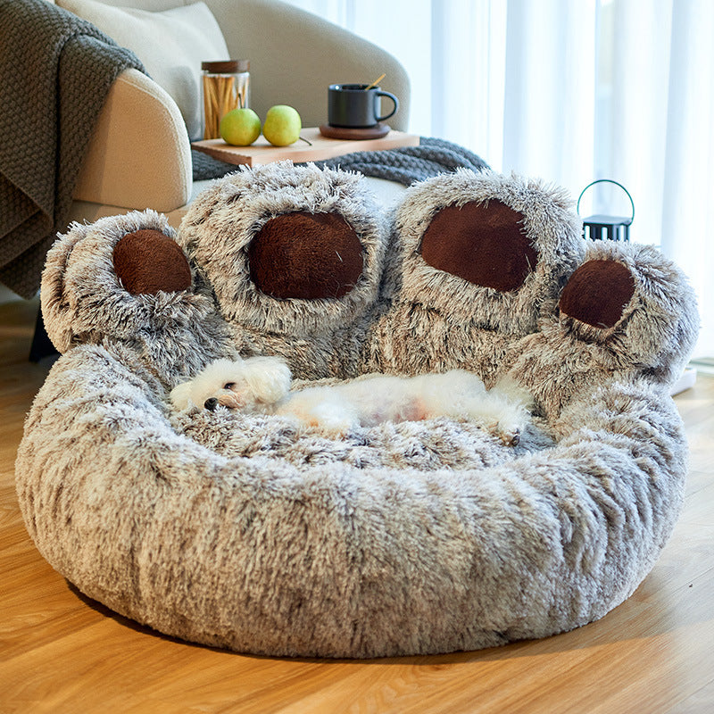 Dog Bed Cat Mat Round Large Pet House Long Plush Deep Sleeping
Warm Bear Paw Shape Super Soft Cushion Calm Beds - Best Nesting washable warm pets bedding