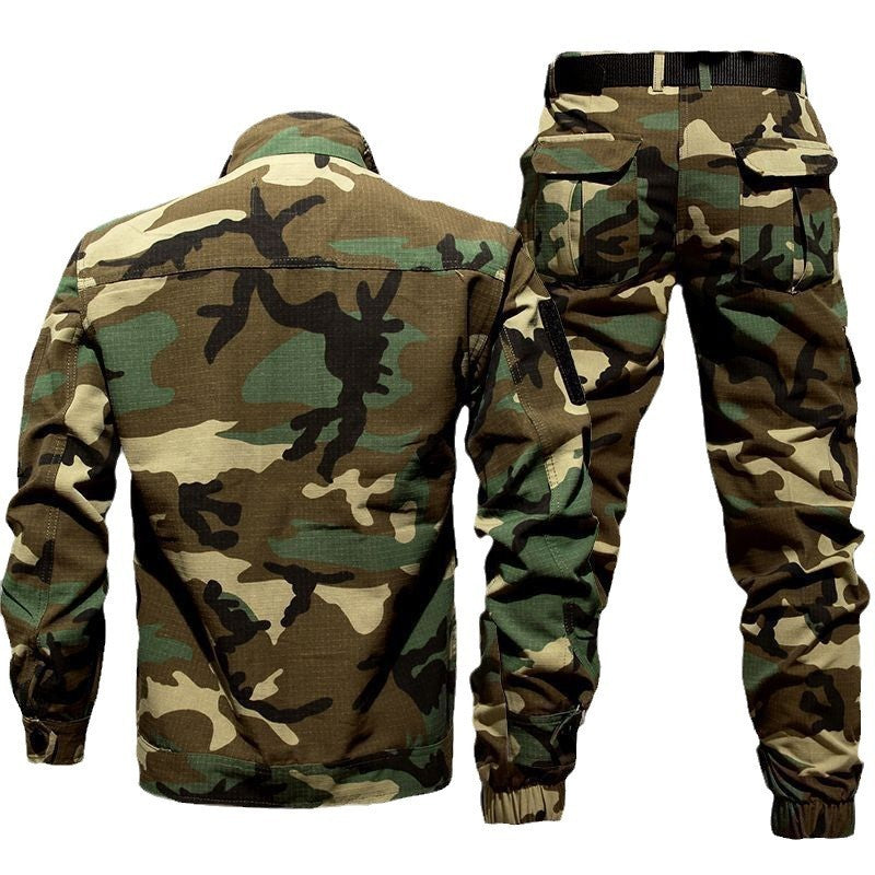 Camouflage LATEST Men's Women’s Tactical Combat Winter Military Camo Jacket & Pants Coat Trousers SUIT SET Clothing Men's Autumn And Winter Suit Tear-resistant Fitness Shirt Labor